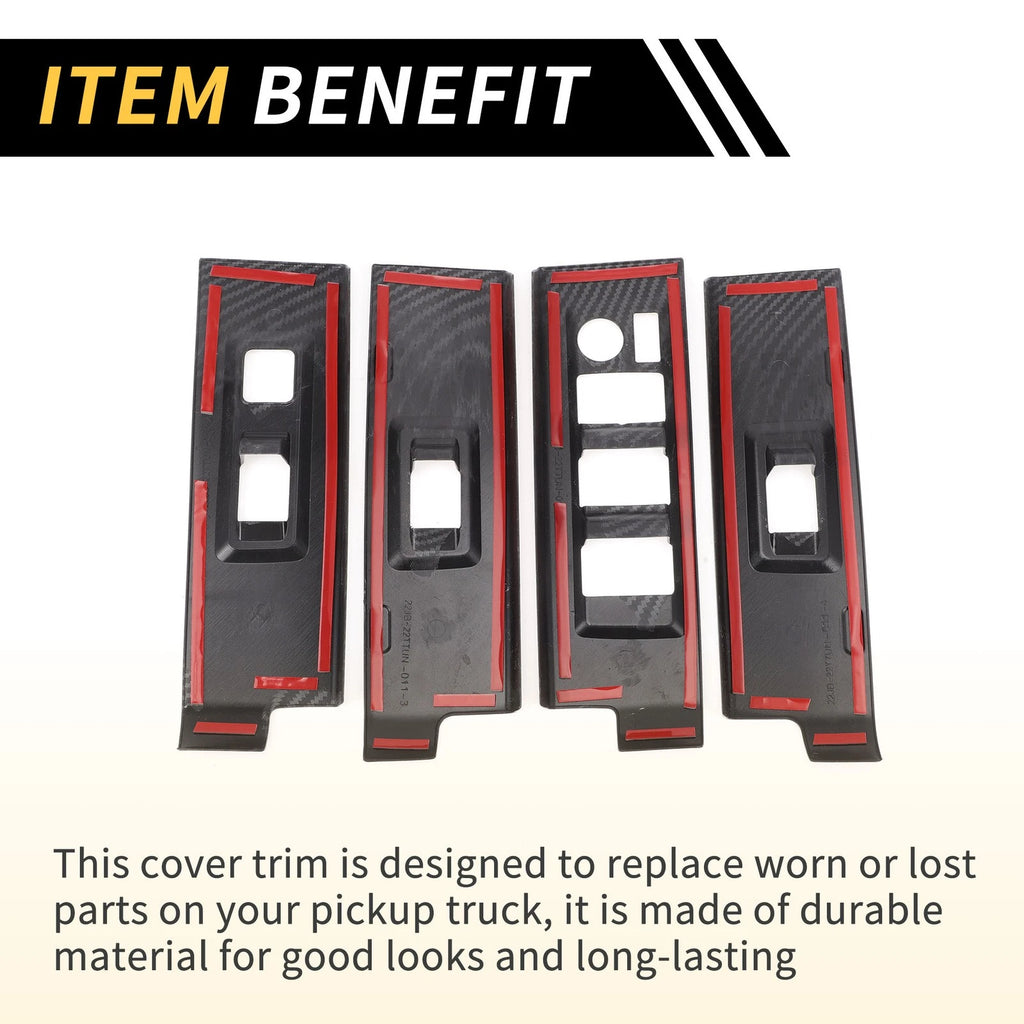 Set of 2 Carbon Fiber Door Window Switch Panel Covers for Toyota Tundra (2022–2024)
