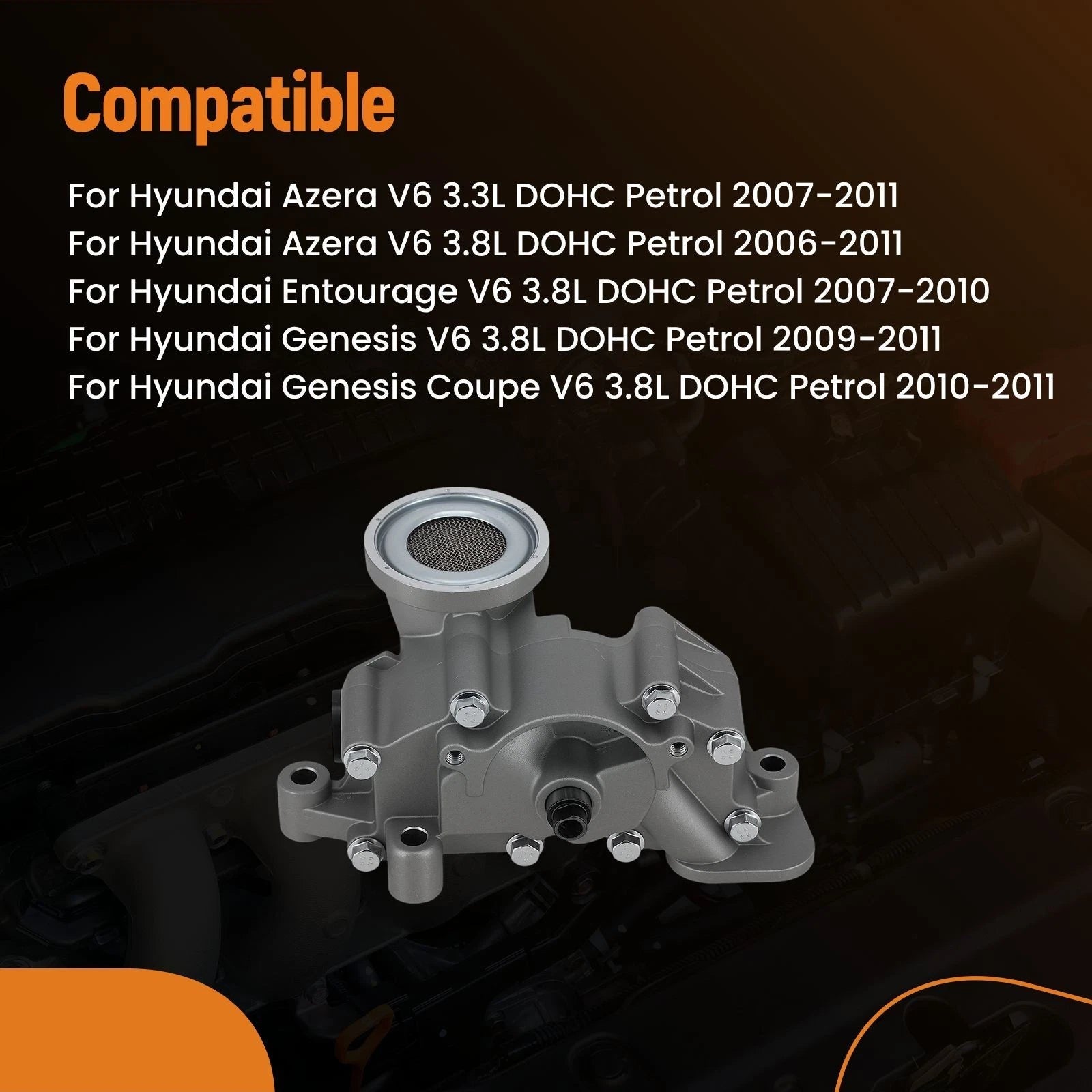 Engine Oil Pump for Kia Sorento Sedona Hyundai Santa Fe 3.3L 3.8L (2006–2014)