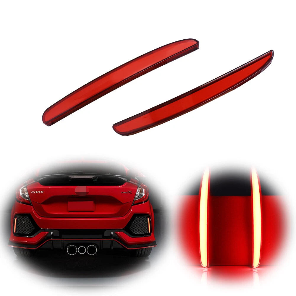 LED Rear Bumper Reflector Brake Signal Lights for Honda Civic Hatchback (2017–2021)