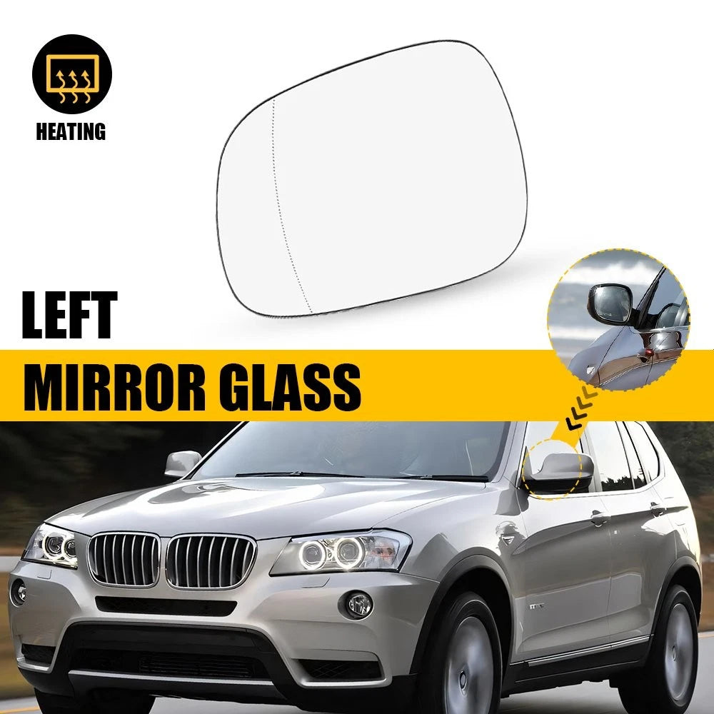 Mirror Glass LH for BMW X3 F25 (2011–2014) Heated 4 Pin Plug