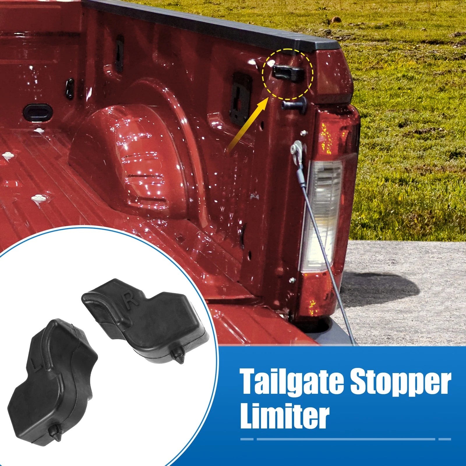 1 Pair Rubber Tailgate Stop Bumper FL3Z-99439A00-B FL3Z-99439A00-A for Ford F150 (2015–2023)