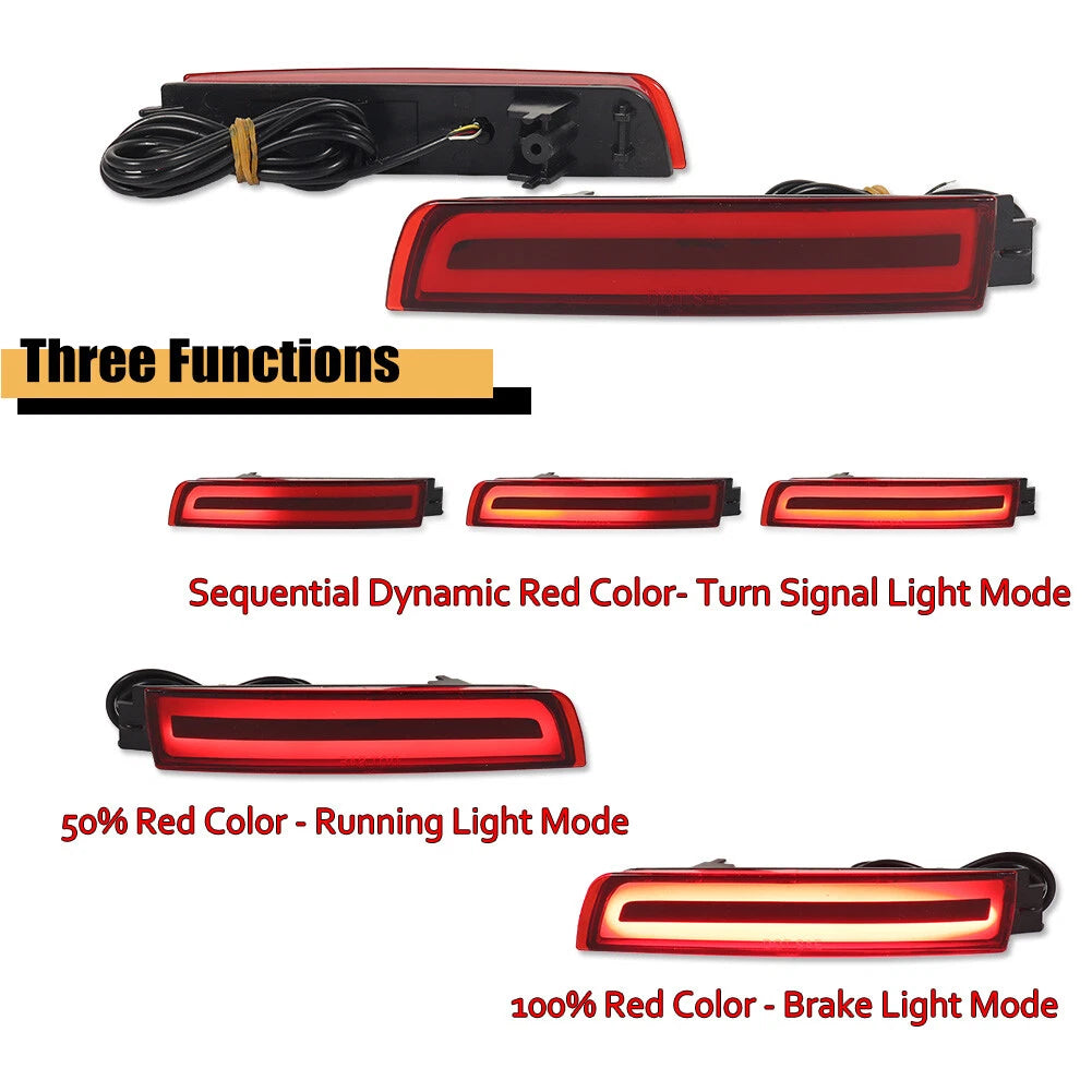 Red LED Rear Bumper Reflector Tail Brake Lights for Infiniti Juke Murano Sentra