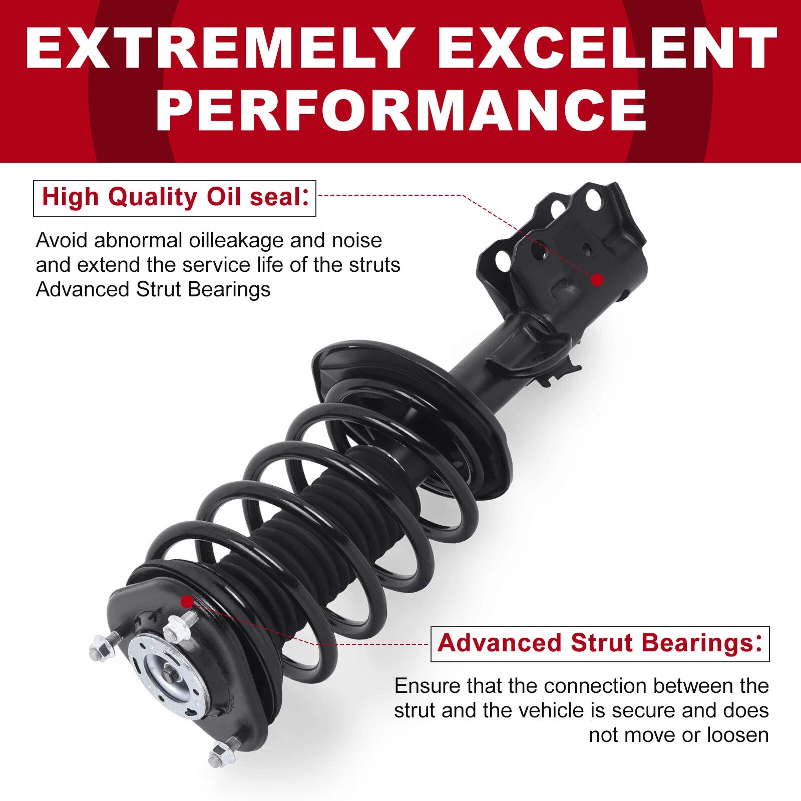 Pair Front Complete Struts with Coil Springs for Toyota Prius (2010-2015)