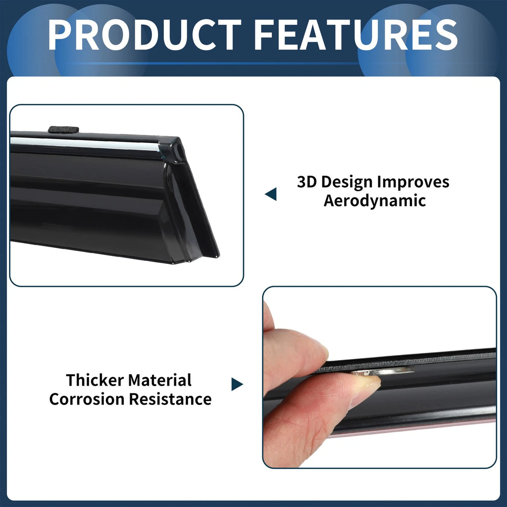 Set of 4 Window Deflectors for Kia Sorento (2011) - Side Vent Visors Black