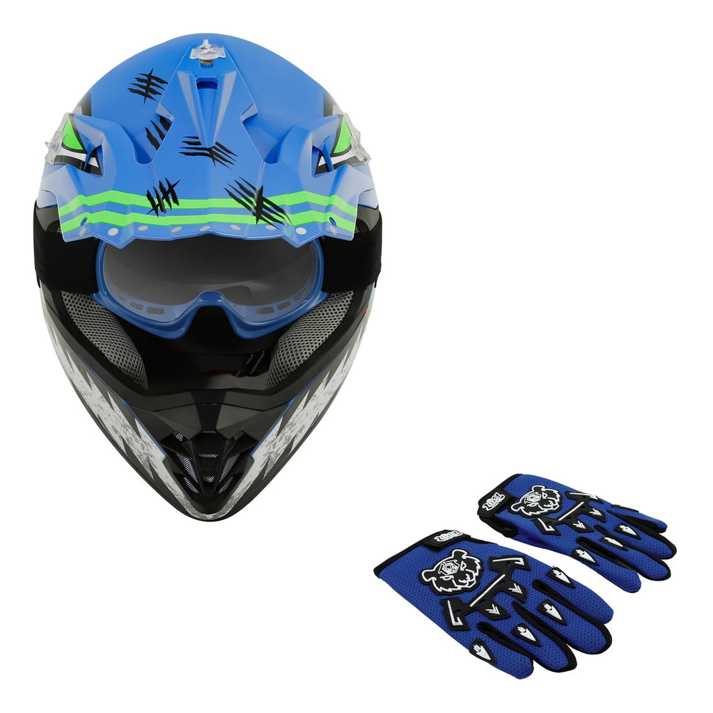 Youth ATV Helmet Goggles Gloves Set for Off Road UTV Motocross Racing