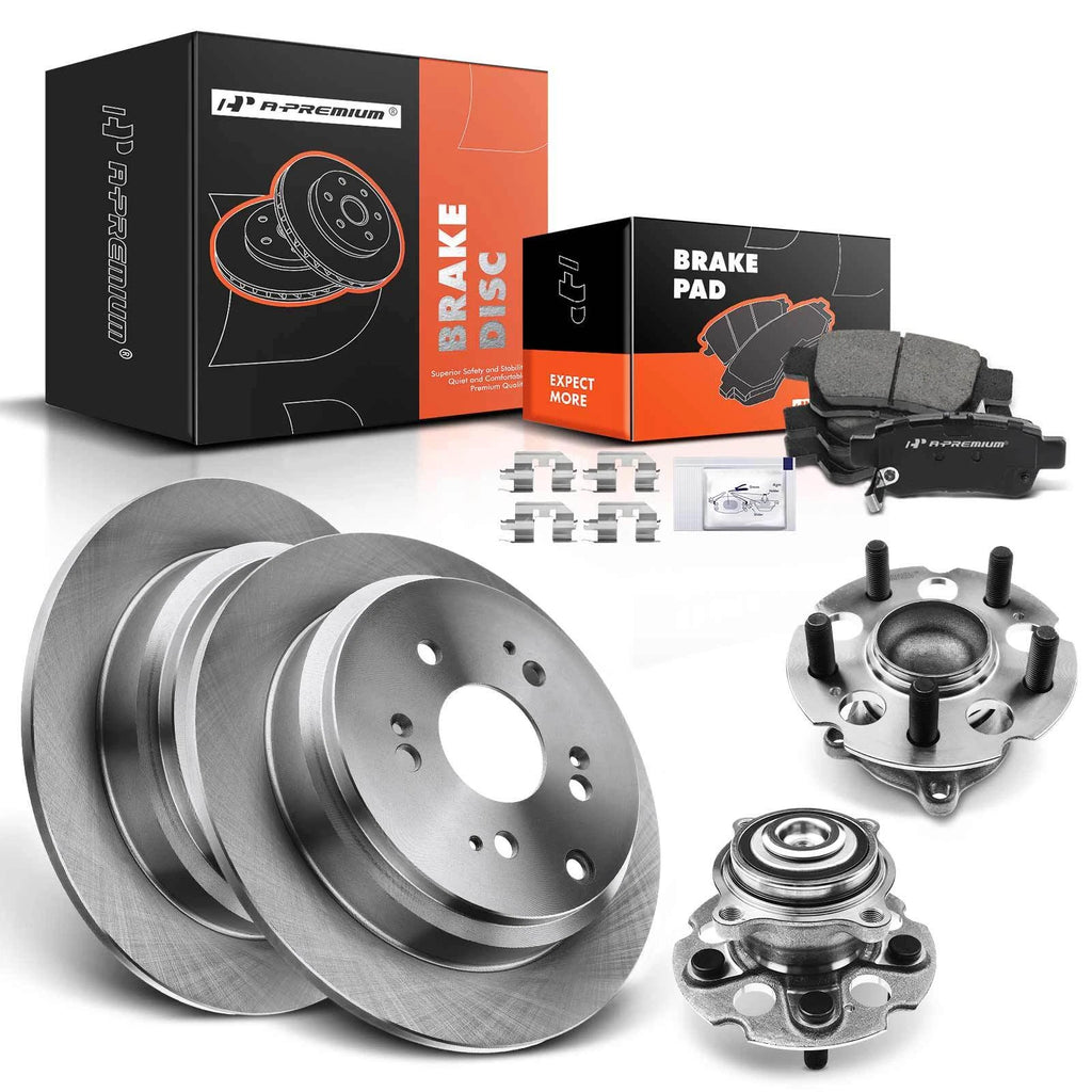 Rear Disc Brake Rotor & Pad & Wheel Hub Bearing for Honda Odyssey (2005–2010)
