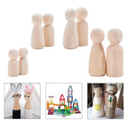 Set of 10 Unpainted Wooden Peg Dolls Figures for Wedding Decor 35mm