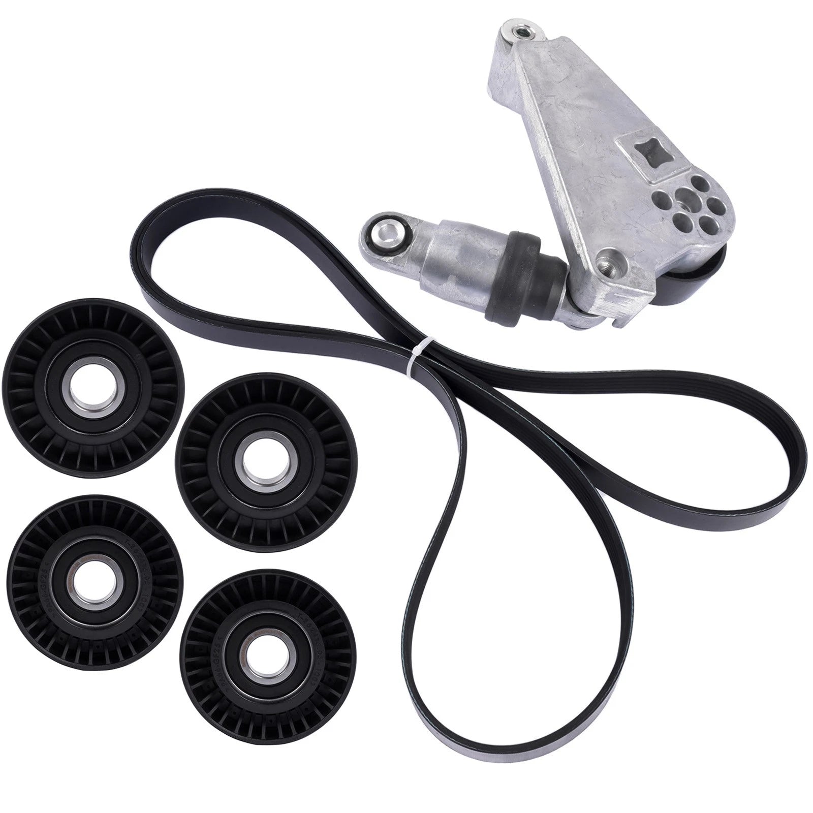 6Pcs Drive Belt Kit with Tensioner & Idler Pulleys for Jeep Wrangler JK (2012–2018)
