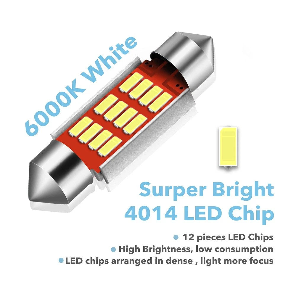 2X 36MM White LED Bulbs for License Plate Dome Map Door Light