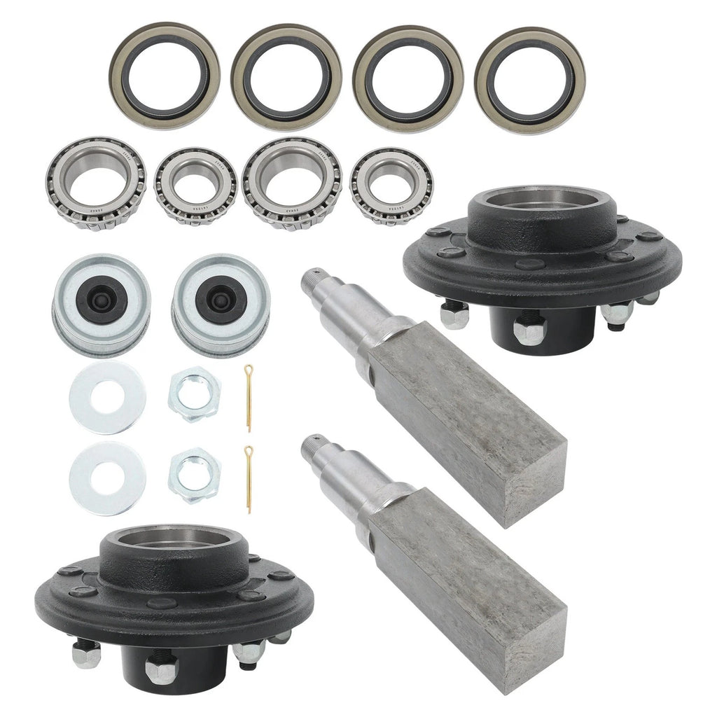 Set of 2 Trailer Hub Kits with Square Spindles for 8-Lug Trailers