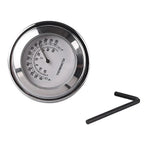 7/8" Handlebar Temp Dial Clock Thermometer for Motorcycle Chrome White