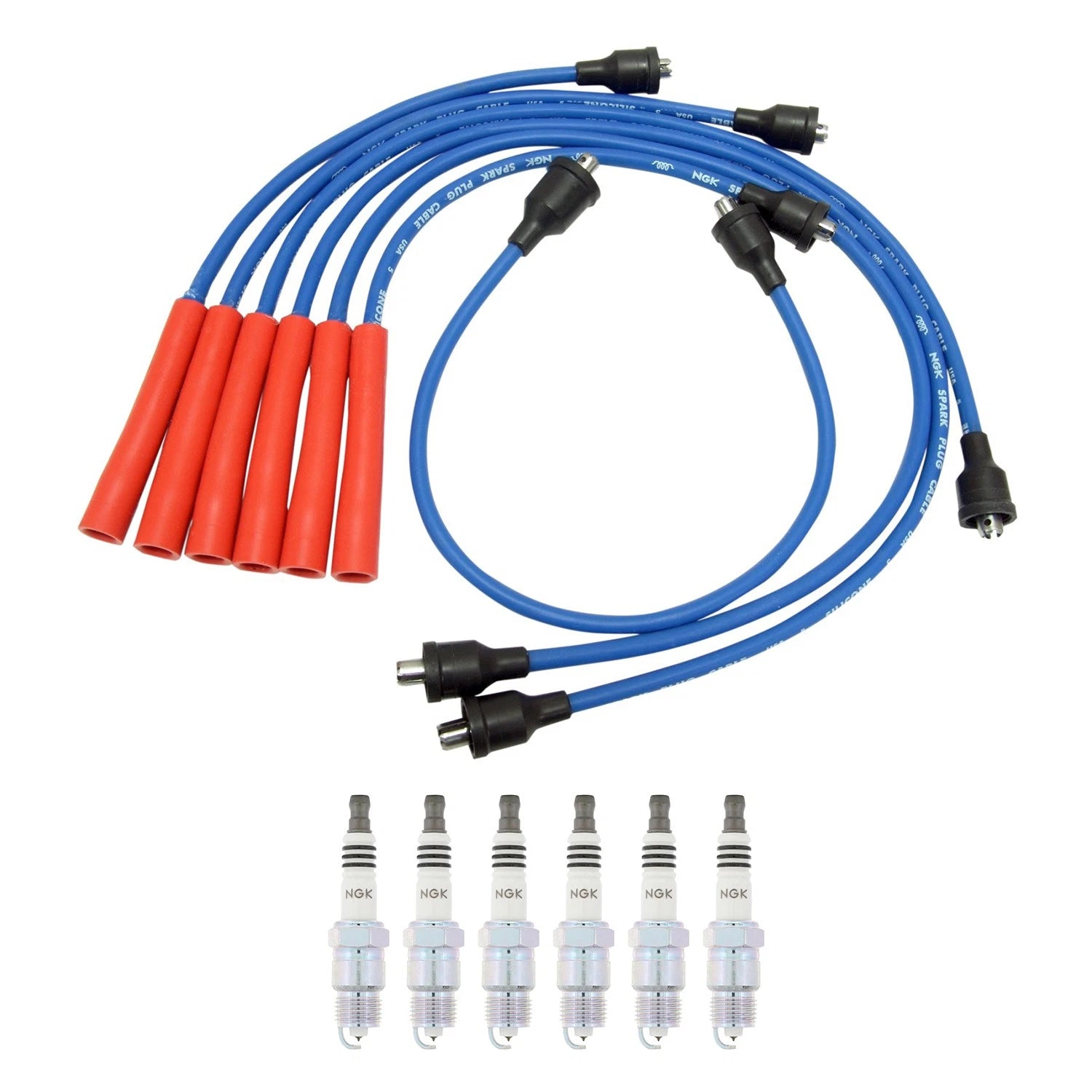 Set of 6 NGK Iridium IX Spark Plugs & Wire Set for C15 Camaro Impala Ventura (1970–1975)