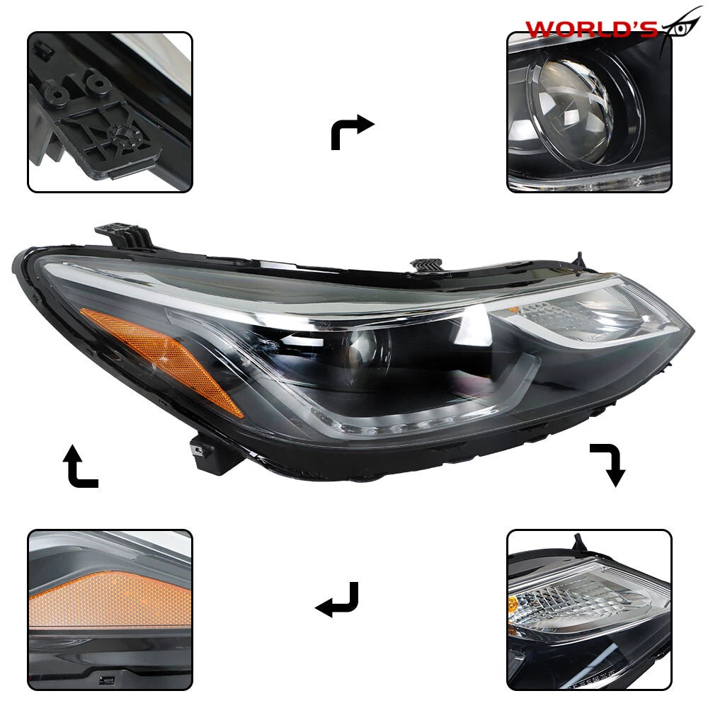 Projector Headlight for Chevy Cruze (2016–2018) Halogen with LED DRL Right Side