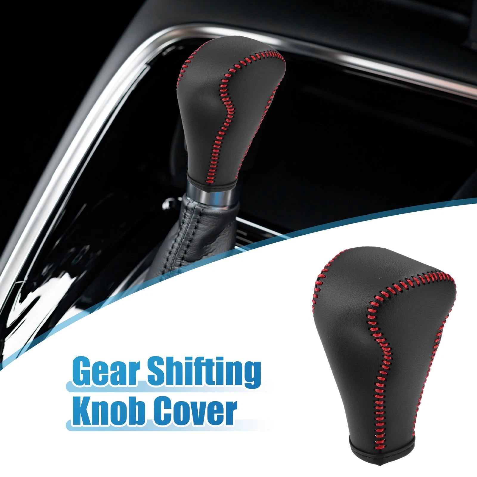 Gear Shifting Knob Cover Trim for Nissan Versa (2013–2016) Black Red