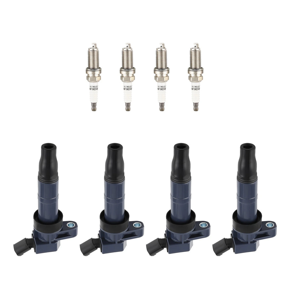 Set of 4 Ignition Coils & Spark Plugs for Hyundai Santa Fe Sonata 2.4L (2009–2012) UF611