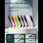 6pc Soft Lure T-Tail Design TPR with Glitter Flakes for Freshwater