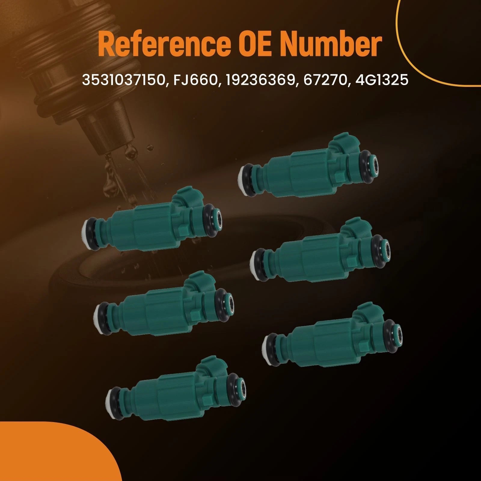 Fuel Injector Kit 6X for Hyundai Tiburon, Santa Fe 2.7L V6 (2005–2008)