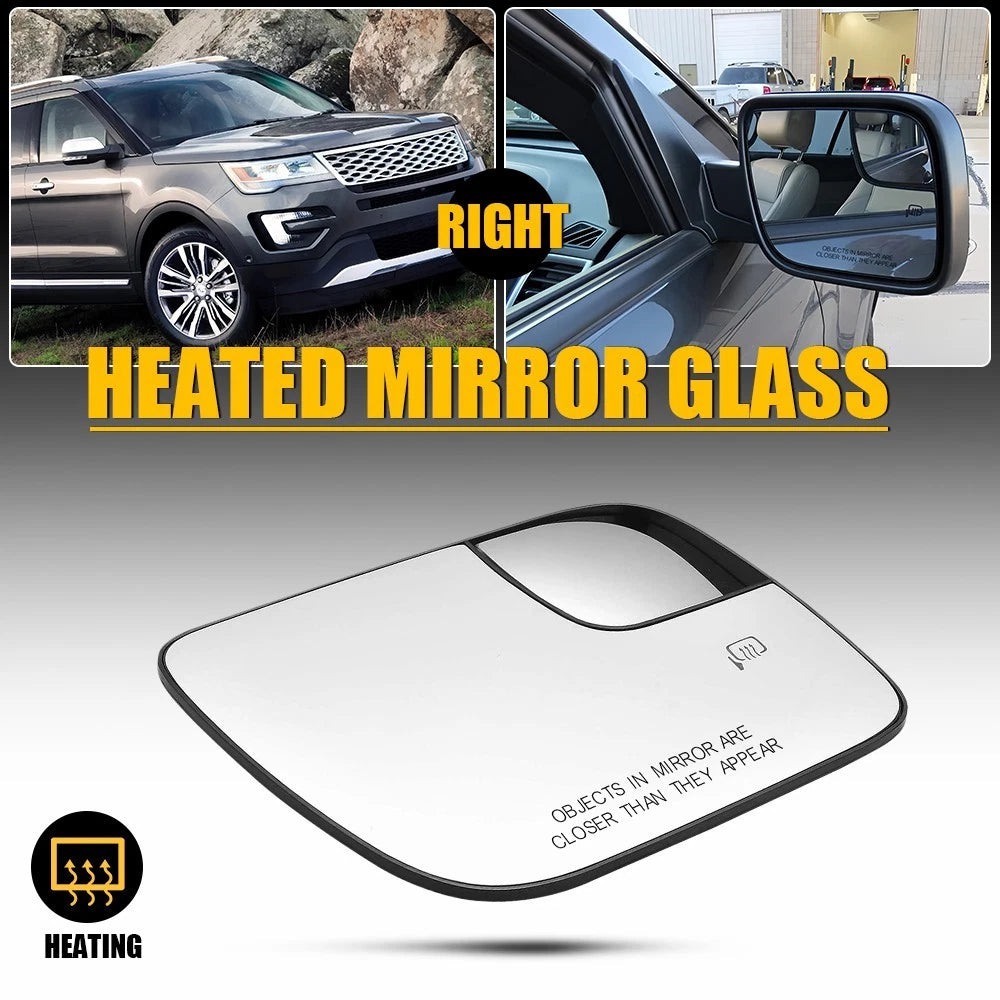 Passenger Side Heated Convex Spotter Mirror Glass for Ford Explorer (2011–2019)