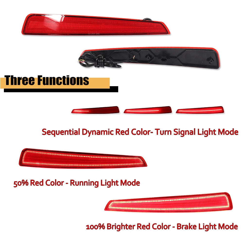 3X Sequential Turn Signal Brake LED Rear Fog Lights for Acura TL (2009–2011)