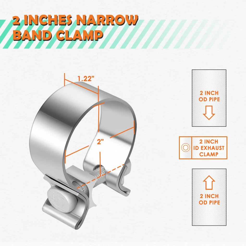 2X 2" T409 Stainless Steel Catback Exhaust Clamps Sleeve Coupler for