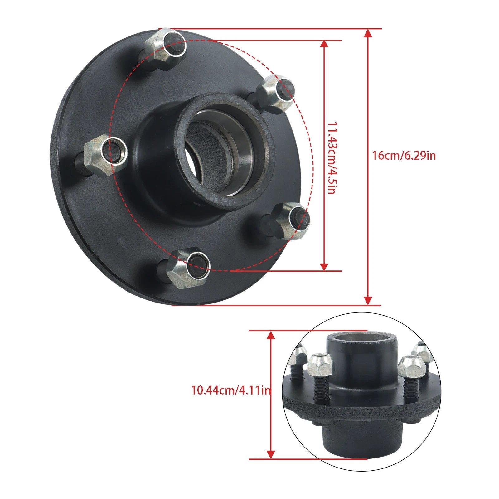 2 Pack Round Spindle for Trailer Hub and Brake Assembly 5 on 5"