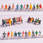 Set of 100 Painted Figures for Model Scale Sitting People