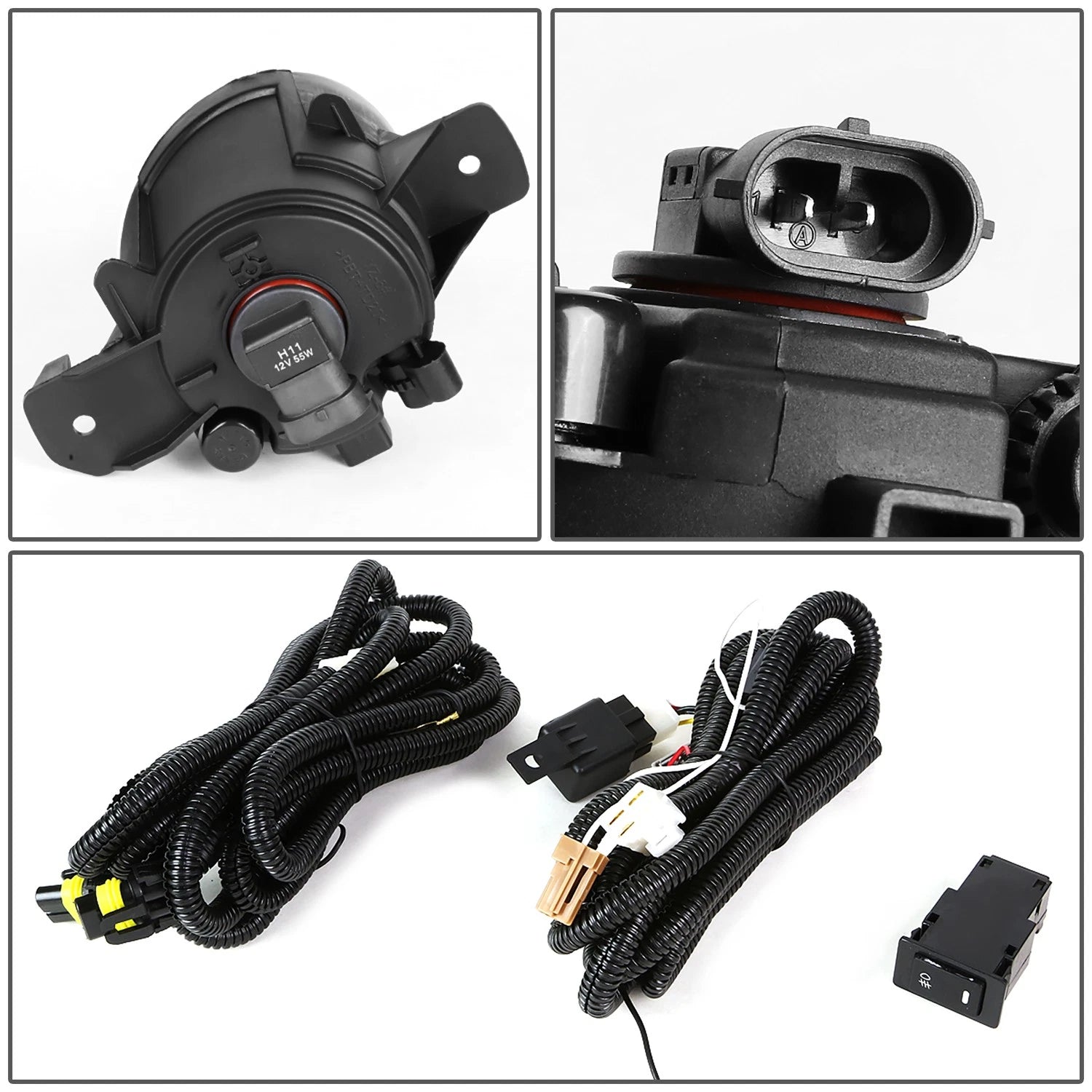 Fog Light Lamp + Switch for Nissan Altima Sedan (2007–2009) L32A Smoked Lens