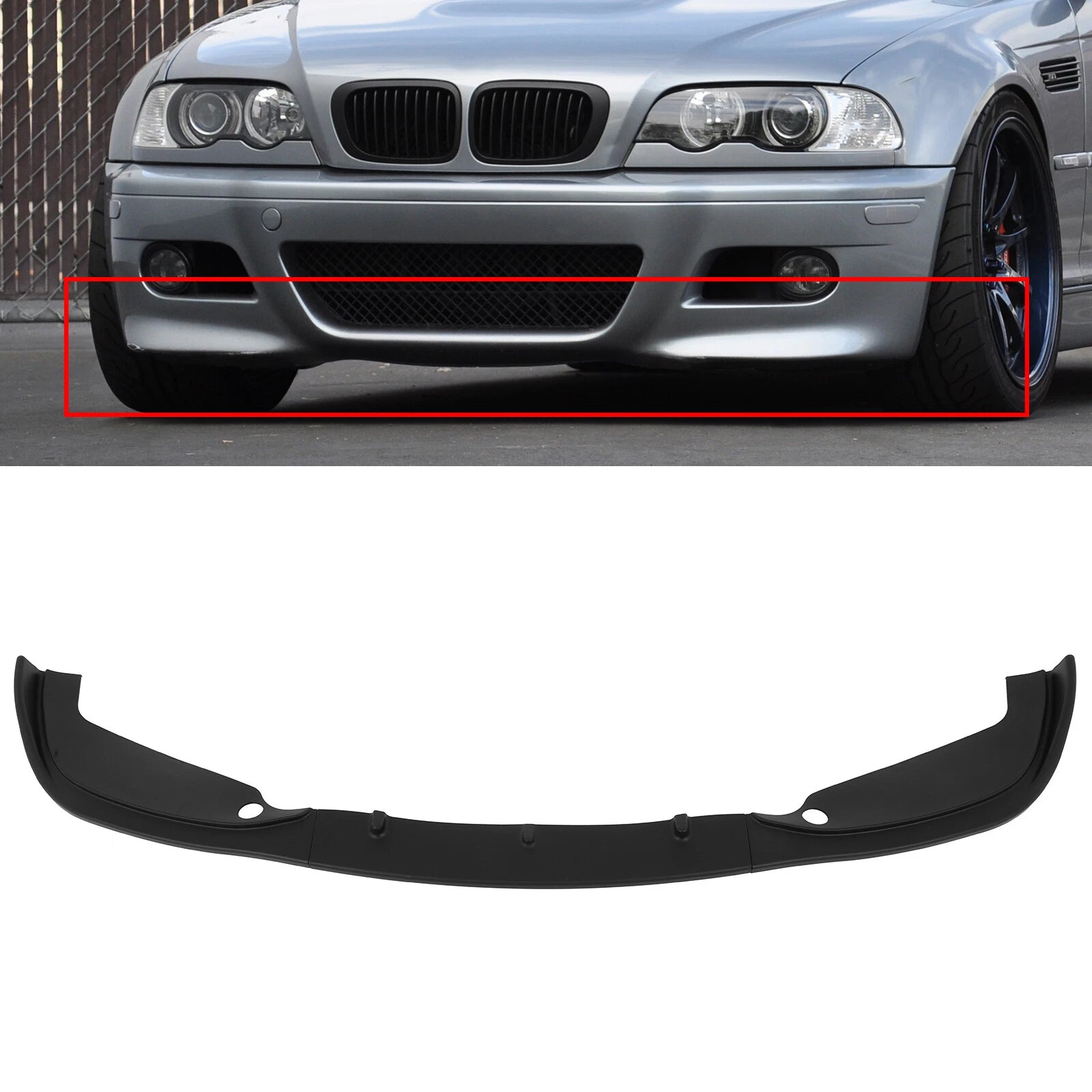 Front Bumper Lip Spoiler for BMW E46 M3 (2001–2006) Matte Black