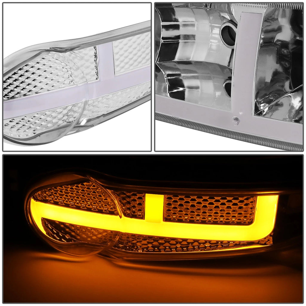 LED DRL Headlights Pair for GMC Sierra Yukon Denali (2001–2007) Chrome