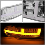 LED DRL Headlights Pair for GMC Sierra Yukon Denali (2001–2007) Chrome