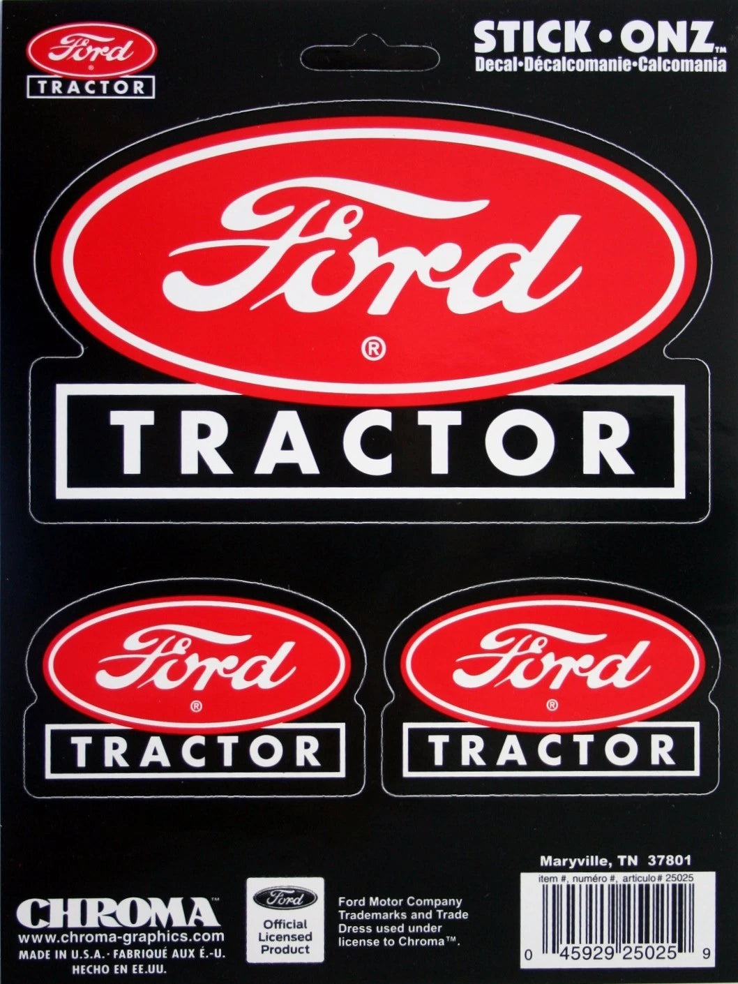 Set of 3 Window Graphics Stickers for Ford Tractor (Farm Script)