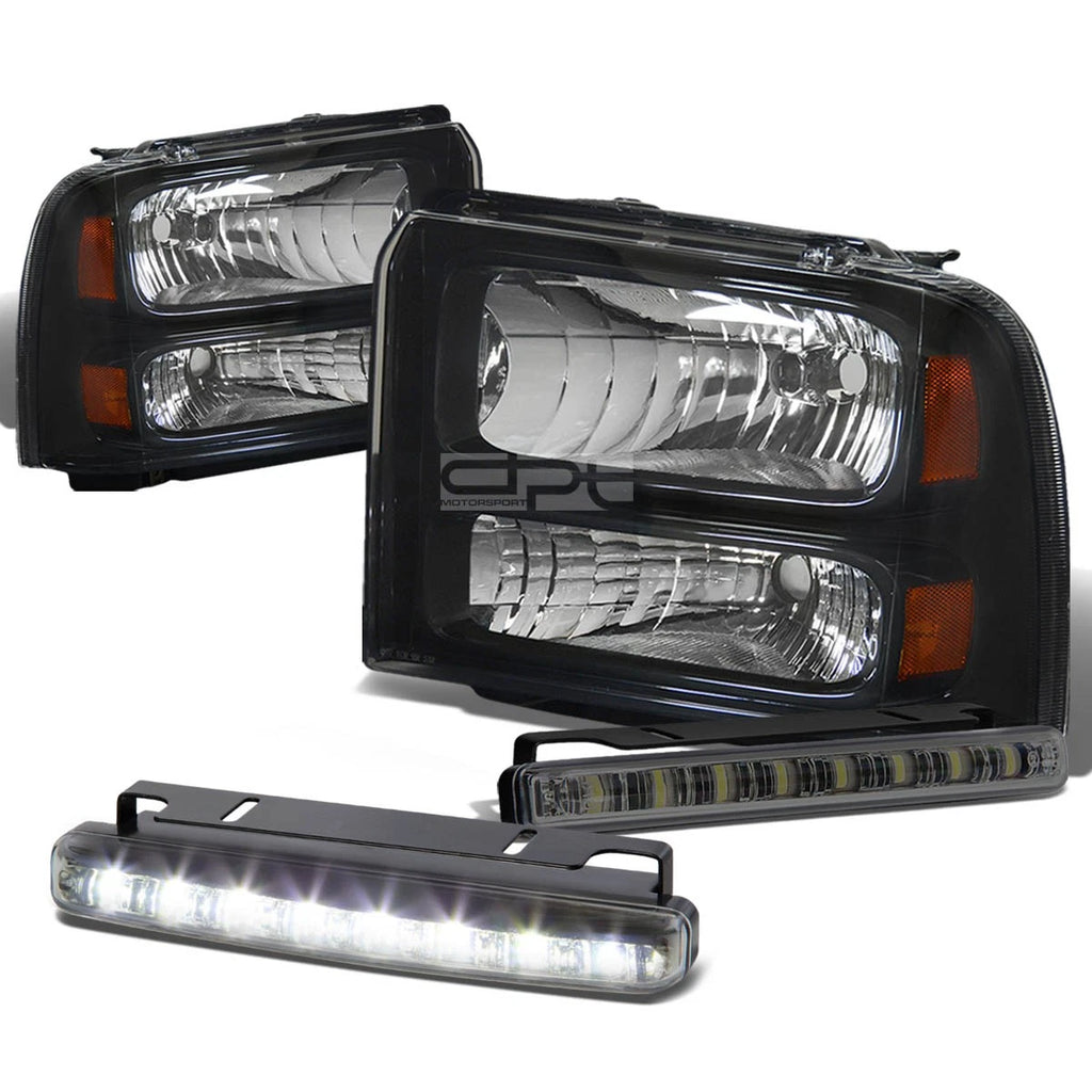 Black Amber Corner Head & Bumper Smoke LED Fog Light Kit for Ford SuperDuty (2005–2007)