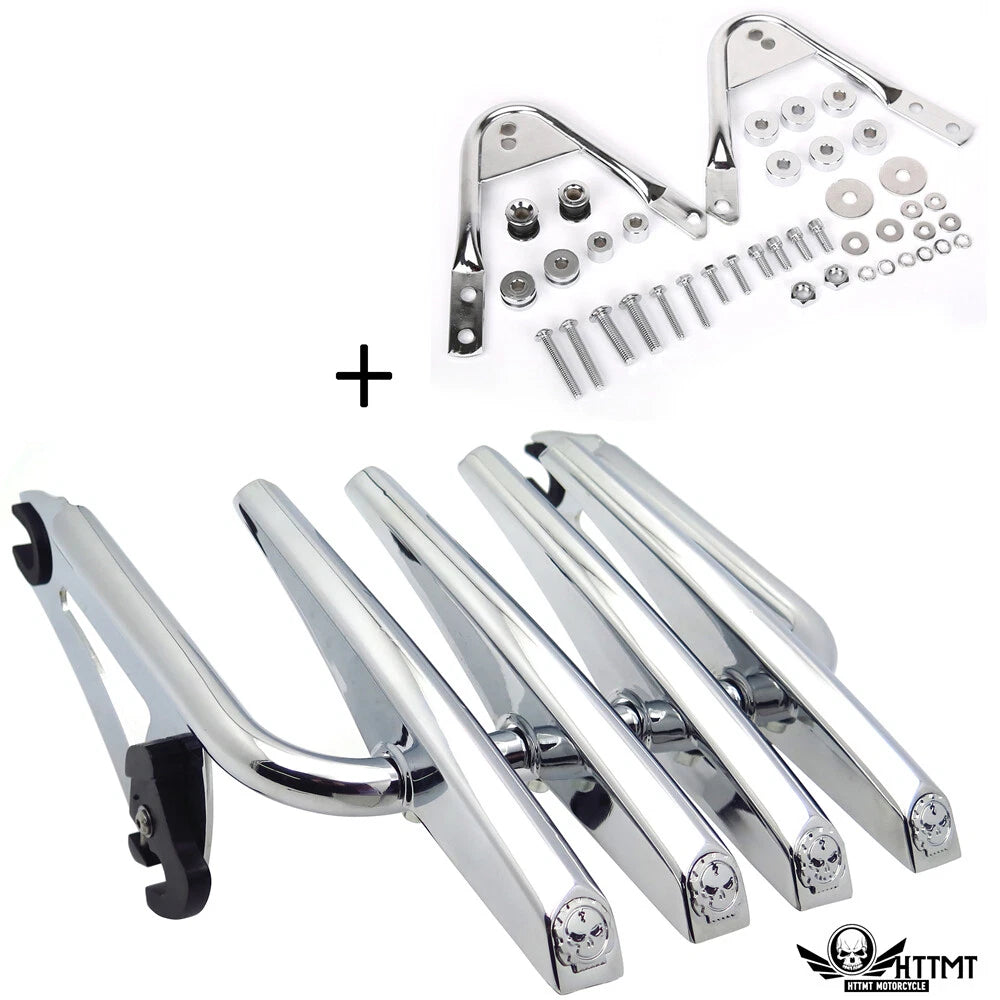 Chrome Skull Detachable Luggage Rack for Harley Touring (1997–2008)