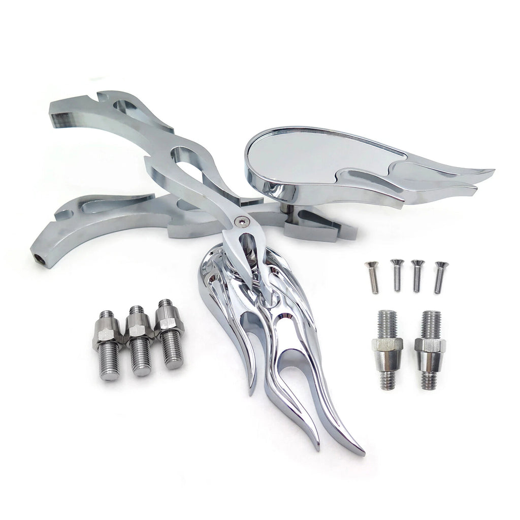 Chrome Burning Fury Running Mirror for Yamaha V-Star, Warrior, V-Max, Virago