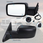 Left Driver Manual Fold Heated Temp Sensor Mirror for Dodge Ram 1500 (2013–2019)