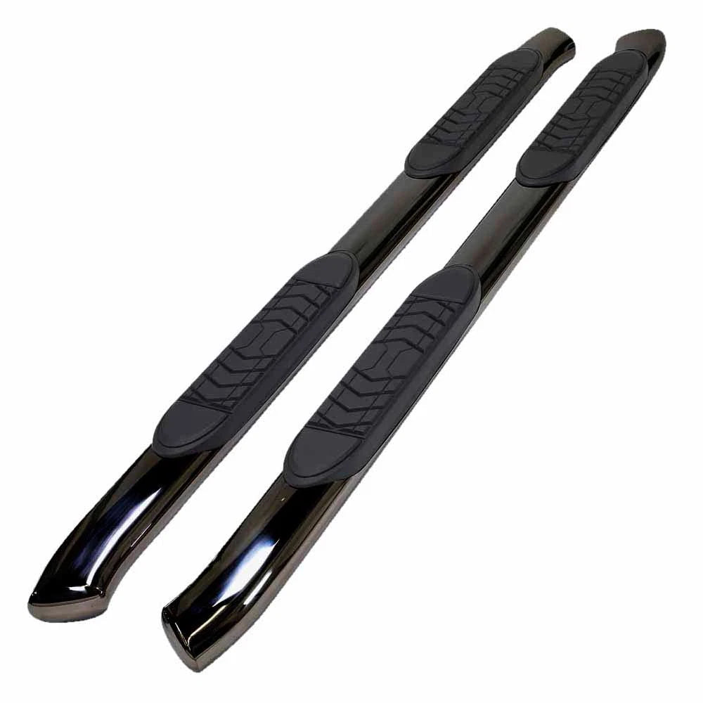 Black 3in 60 Deg Round Bent w/2 Pads Step Nerf Bar for 15-19 F-150/250/350 Crew