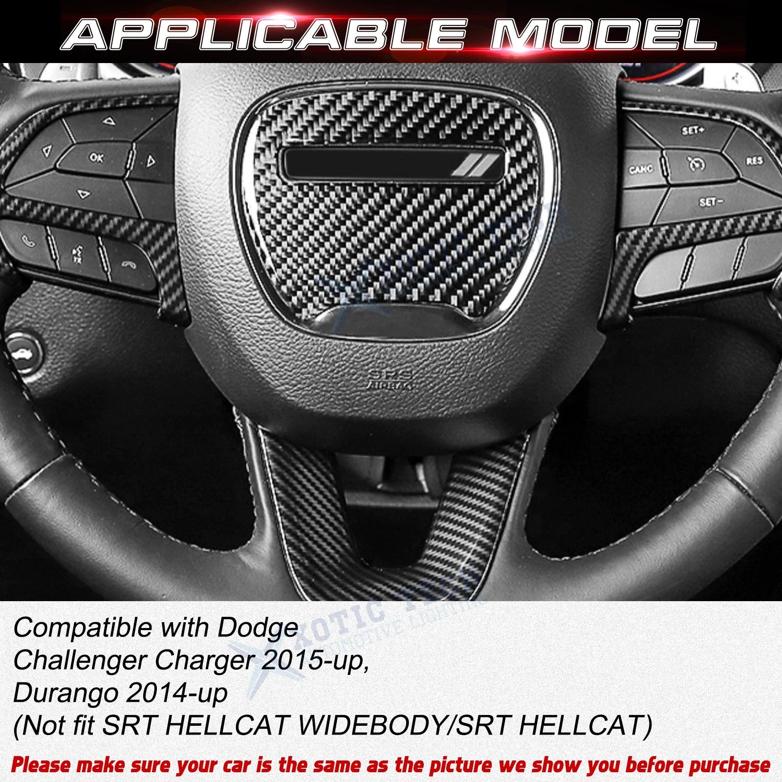 Carbon Fiber Style Driver Side Control Cover for Dodge Challenger/Charger (2015-2019)