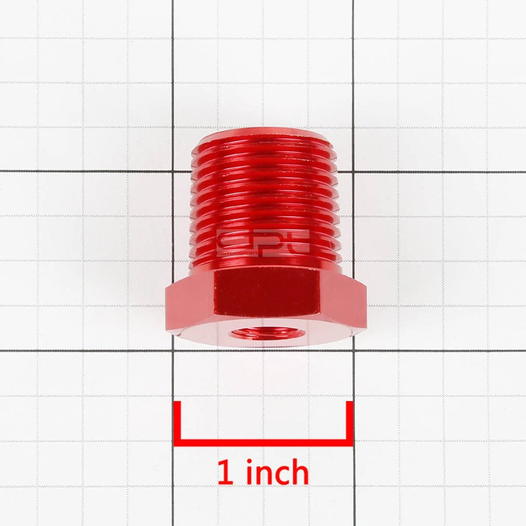 Red Aluminum 1/8" Female to 1/2" Male NPT Pipe Bushing Reducer Fitting