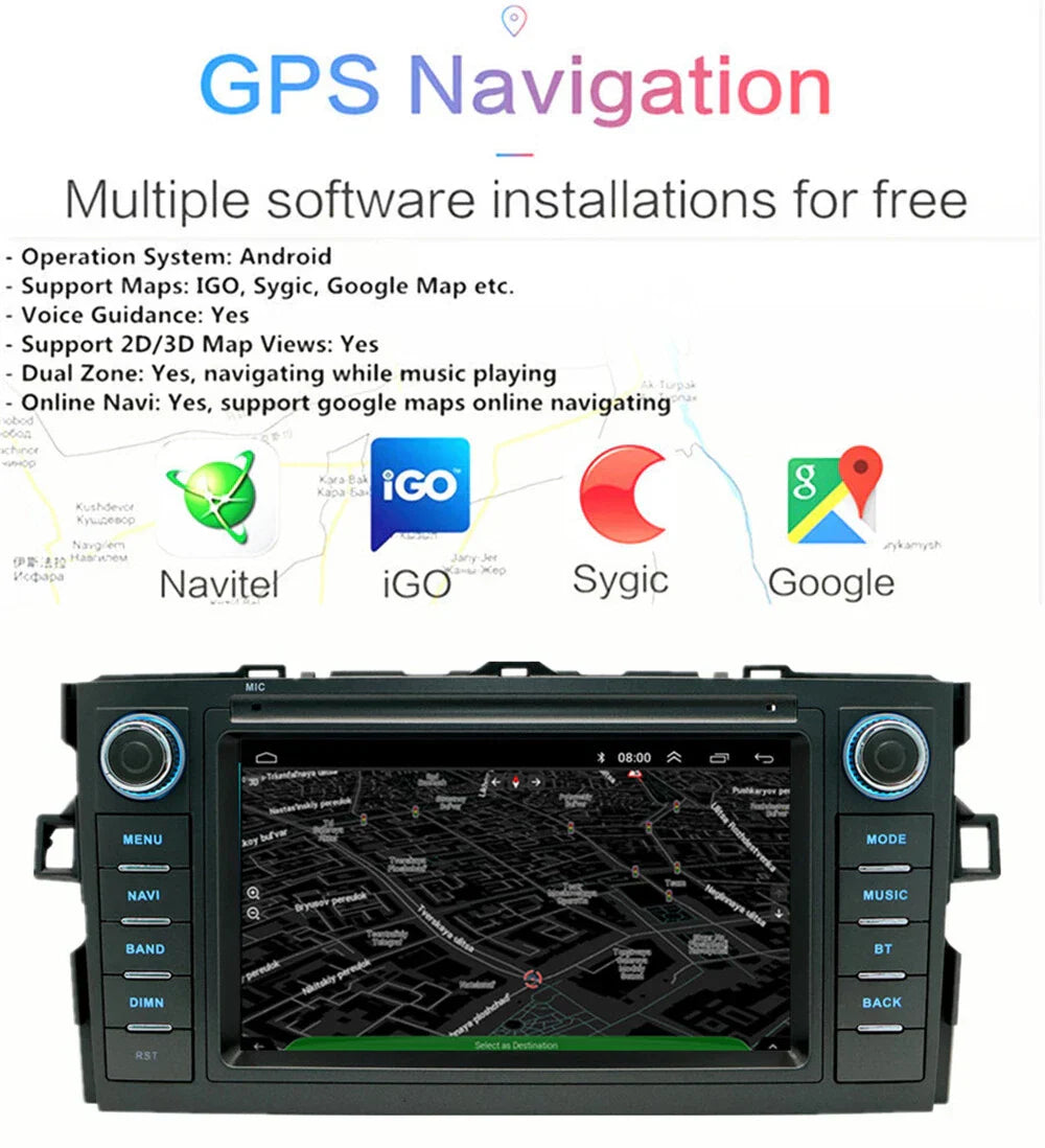 7'' Car Stereo GPS Head Unit for Toyota Auris Corolla (2006-2012)