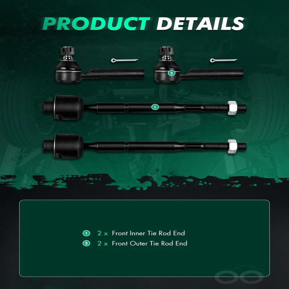 Front Tie Rod Ends Suspension Kit for Lexus GX470, Toyota 4Runner (2003–2009)