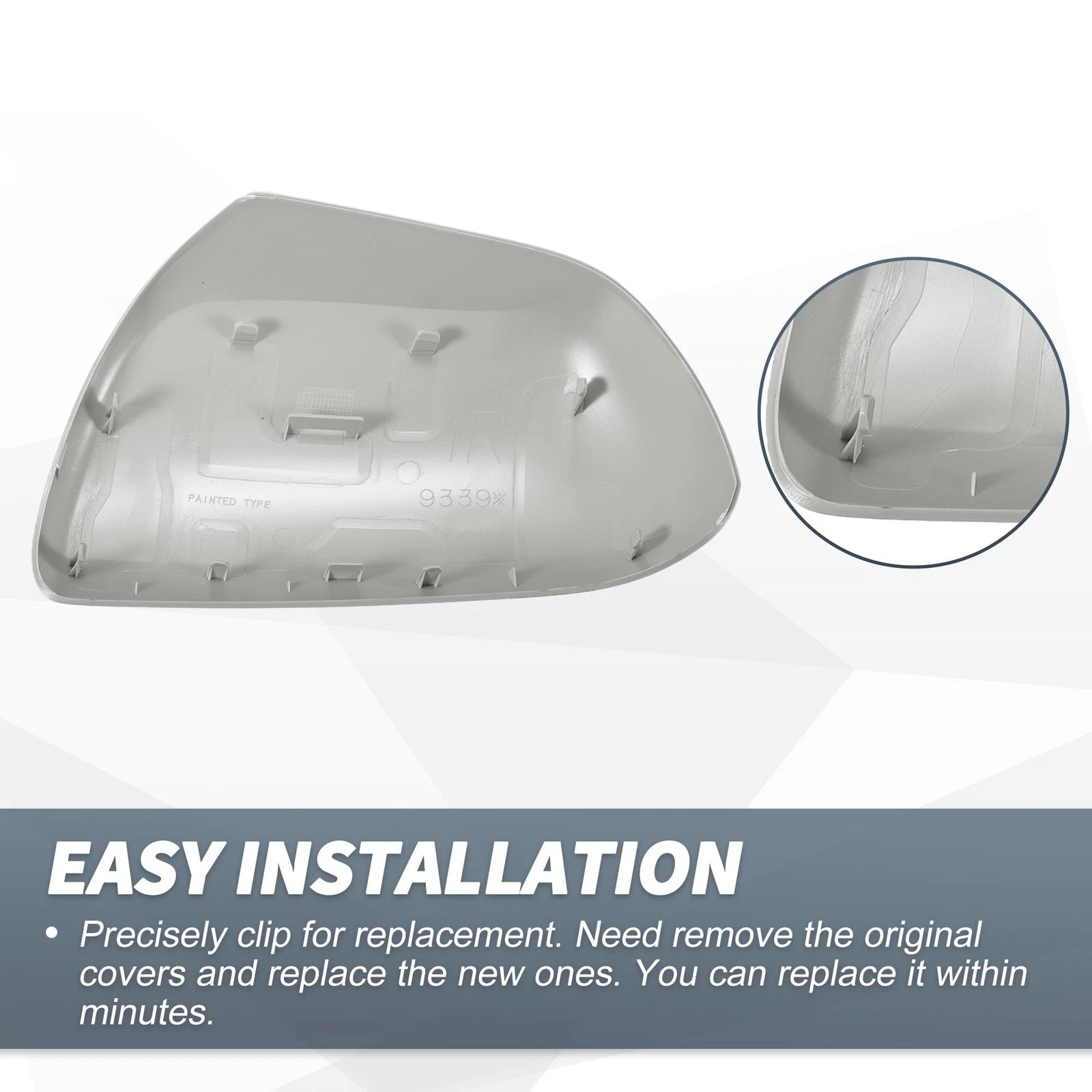 Right Side Mirror Cover Cap for Toyota Highlander (2009–2014) Gray