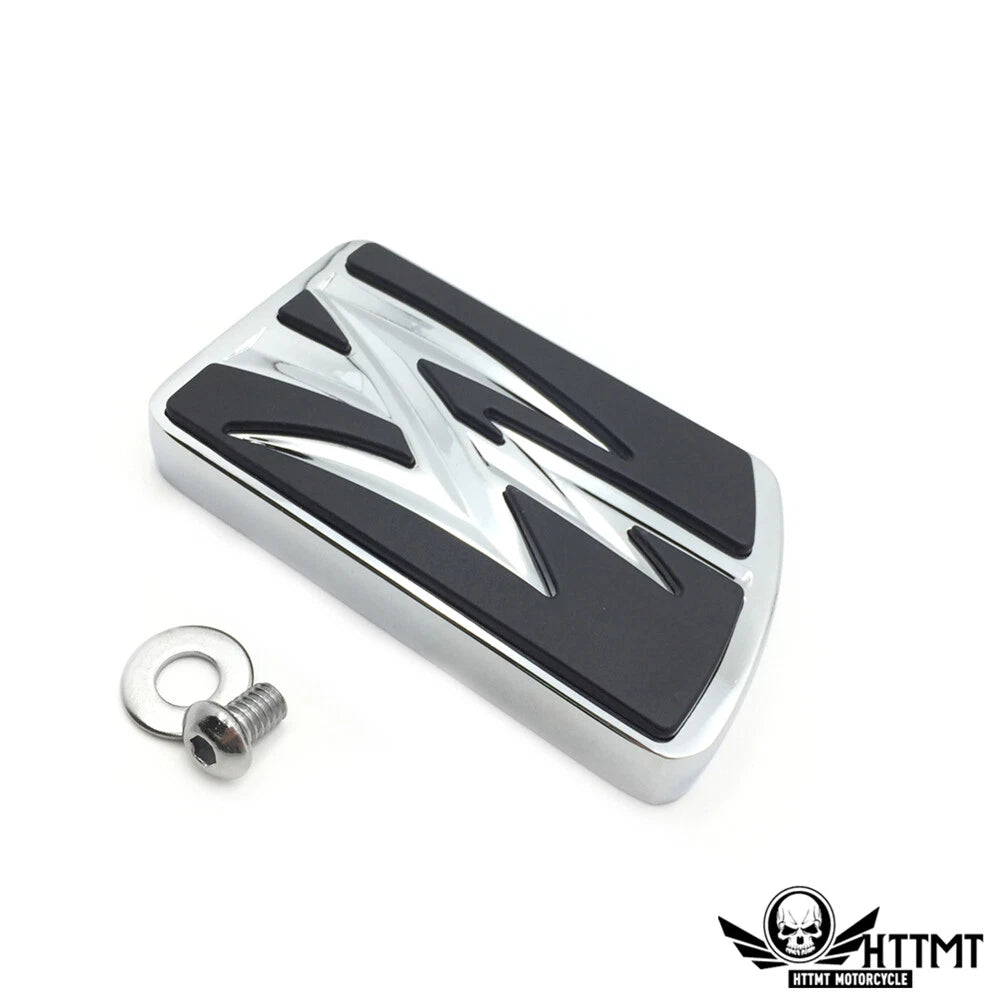 Chrome Lightning Flash Large Brake Pedal Pad for Harley Dyna FLD (2012–2017)