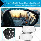 1 Pair Heated Mirror Glass for Saab 9-5, 9-3 (2003-On)