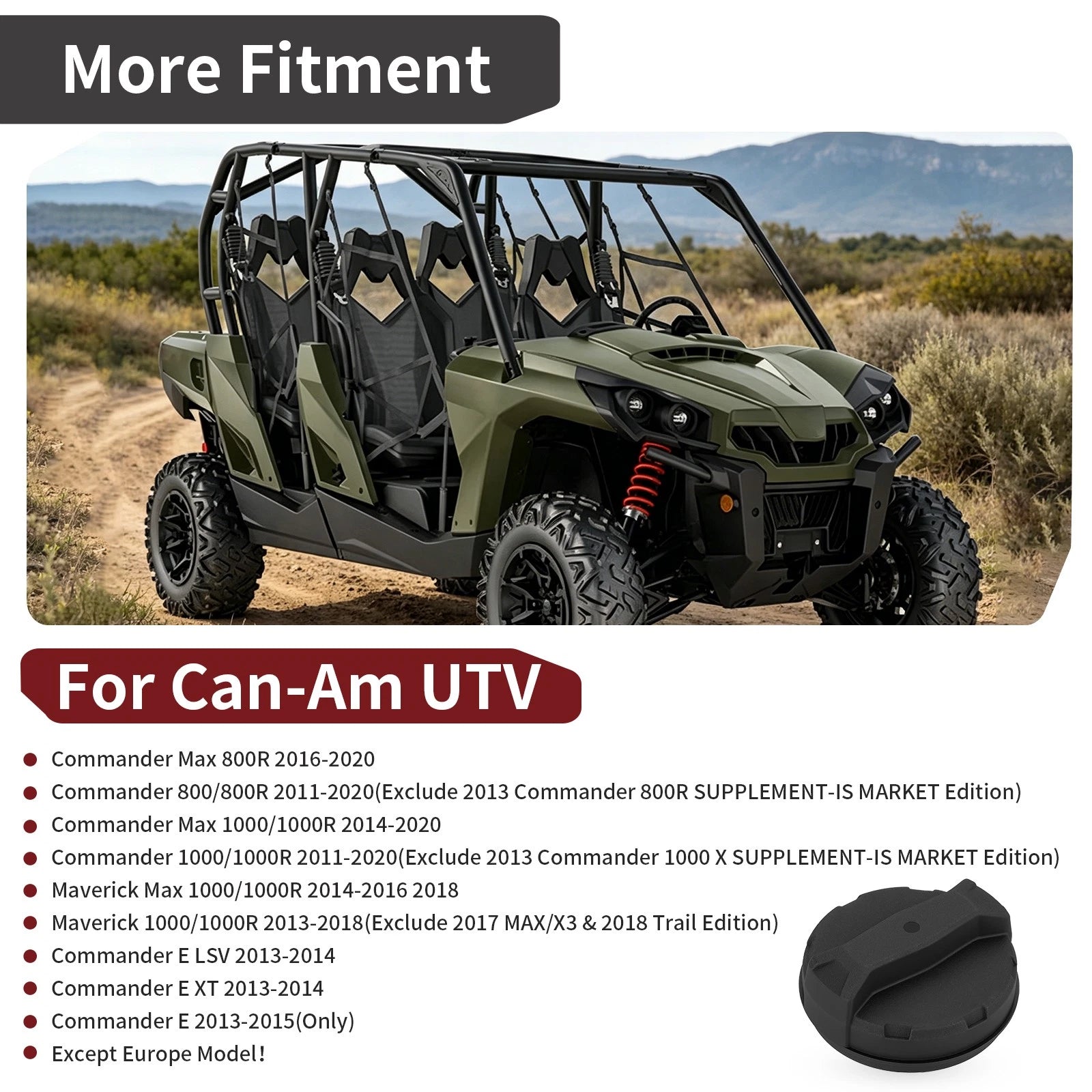 Gas Fuel Cap for Can-Am Commander Max 1000/1000R (2014–2020) 709000529 709000268