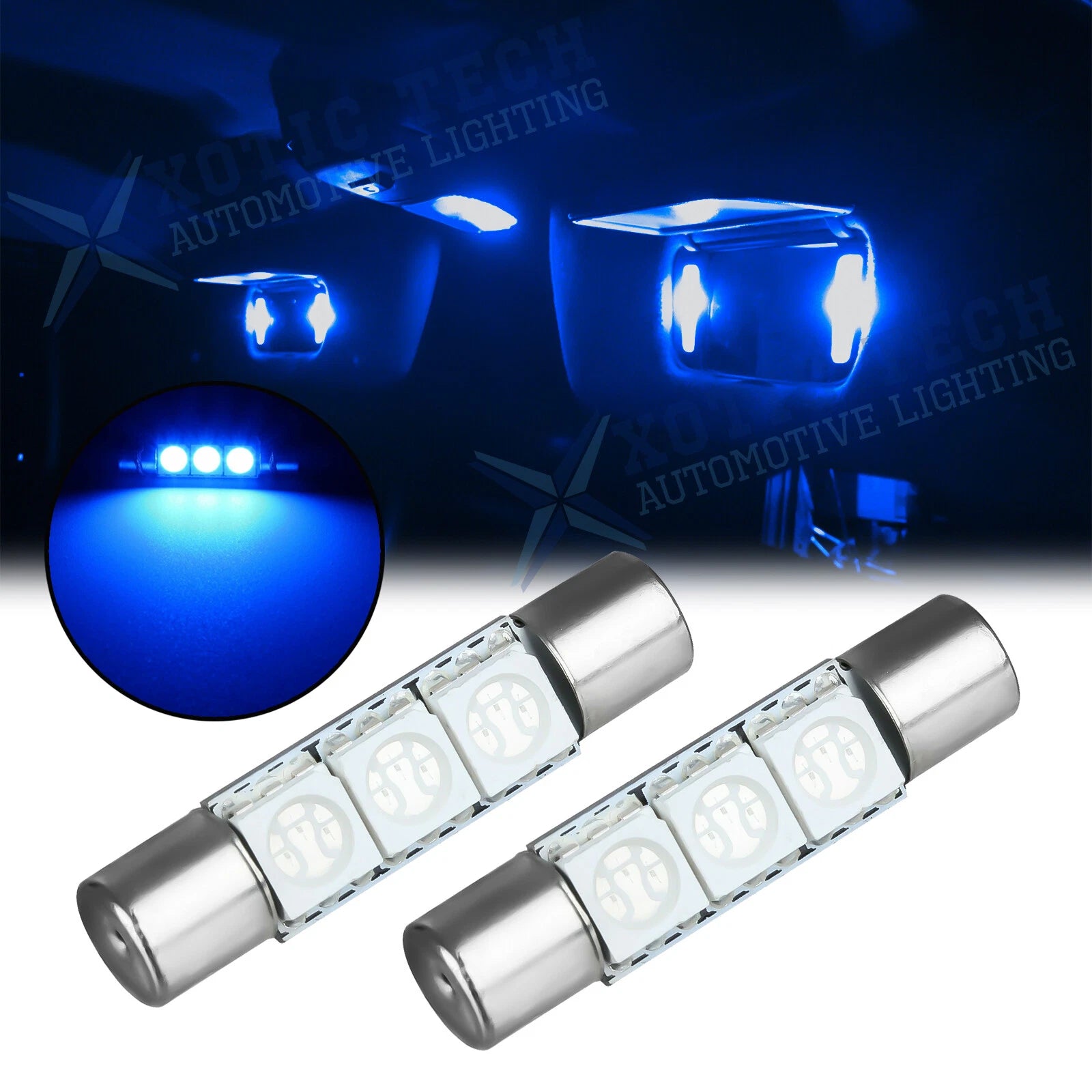 Ice Blue 3-SMD LED Vanity Mirror Bulbs for Car Sun Visor Lamp (2010–2024)