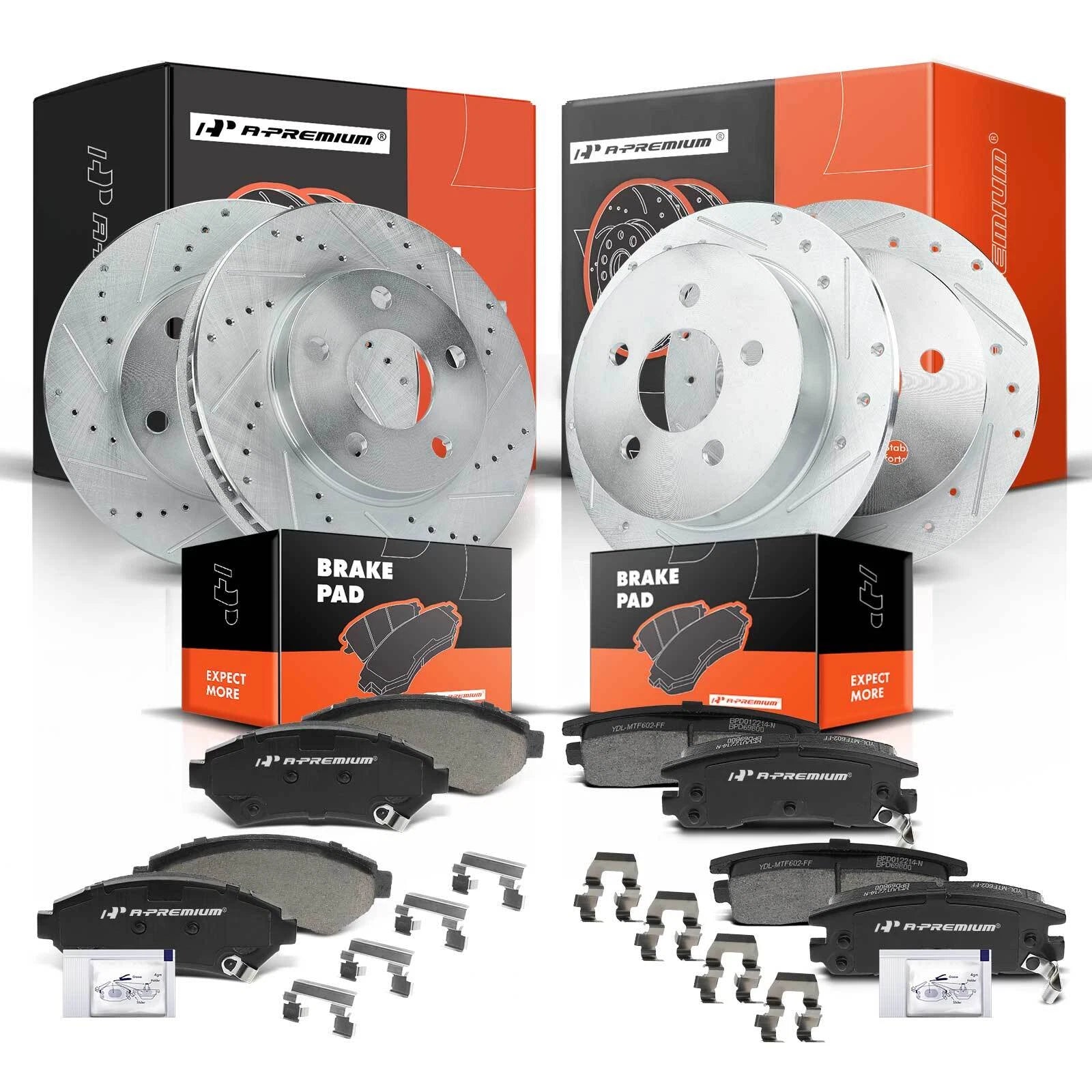 Drilled Brake Rotors & Ceramic Pads for Buick Pontiac V6 