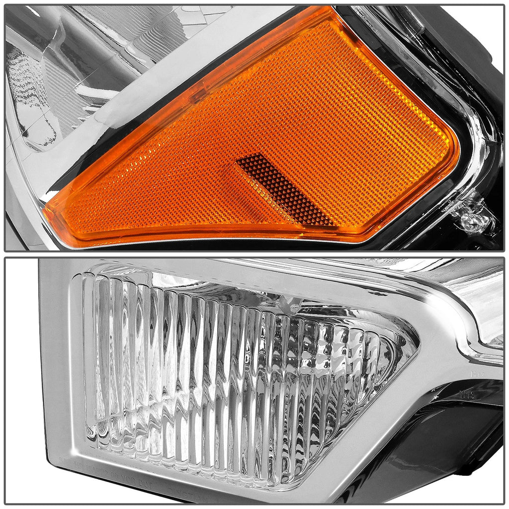 Pair of Chrome Housing Amber Side Headlights for Ford F150 (2009–2014)