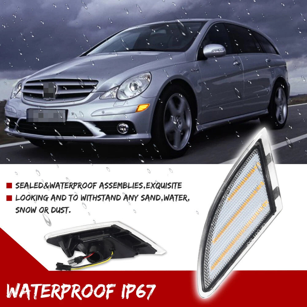 Clear Lens Amber LED Side Marker Lights for Mercedes W251 R-Class (2006–2010)