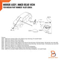 Black Interior Rear View Mirror for Nissan Navara D40 (2005-2015)
