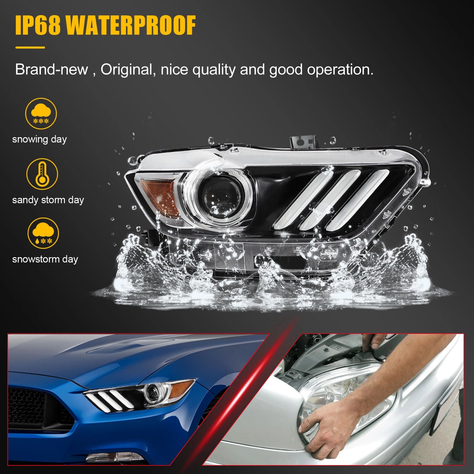 LED Headlight Assembly for Ford Mustang (2015–2017)